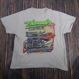 Thunder Kustom Club Shirt Mens Large White Hot Rod Muscle Car Retro J Galt